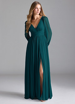 Azazie Norah Brautjungfernkleider A-Linie Gittergewebe Kleid Kiefer image3