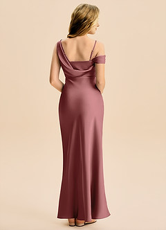 Azazie Madelyn Junior Amethyst Sheath Off the Shoulder Stretch Satin Dress image2