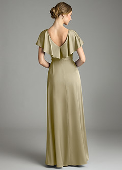 Azazie Lainey Vestidos de damas de honor Vestido de Musgo Verde de Satén Elástico de Corte en A con Con bolsillos image7