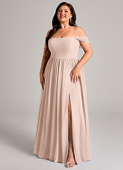 Azazie Calianna Bridesmaid Dresses English Rose A-Line Off the Shoulder Chiffon Convertible Dress image12