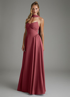 Azazie Evan Bridesmaid Dresses Merlot A-Line Strapless Chiffon Dress image7