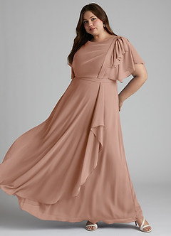 Azazie Aaliyah Modest Bridesmaid Dresses A-Line Scoop Pleated Chiffon Floor-Length Dress image8