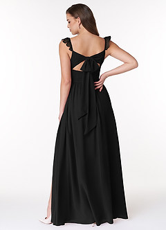 Azazie Metz Bridesmaid Dresses Black A-Line Sweetheart Ruched Chiffon Dress image2