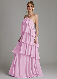 Azazie Deena Bridesmaid Dresses Candy Pink A-Line Ruched Chiffon Dress image5