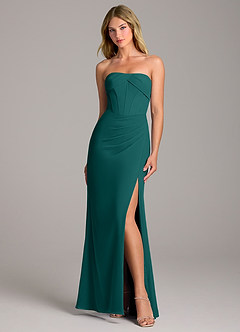 Azazie Chantel Bridesmaid Dresses Peacock Sheath Strapless Chiffon Convertible Dress image1