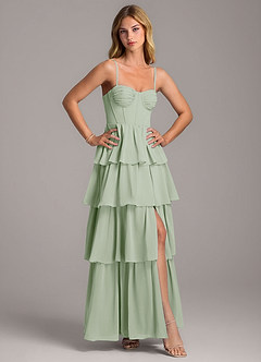 Azazie Alanna Bridesmaid Dresses Dusty Sage A-Line Sweetheart Neckline Chiffon Dress image5