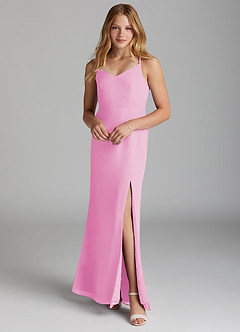 Azazie Becca Junior Candy Pink Mermaid Chiffon Dress image1