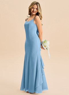 Azazie Lioren Junior Robe Sirène en Mousseline de soie Arc Acier Bleuté image2