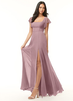 Azazie Bondi Bridesmaid Dresses Dusty Rose A-Line Ruffled Chiffon Dress image4