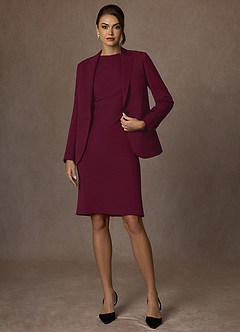 front Kennedy Burgundy Structured Stretch Jacket and Dress Suit Set
