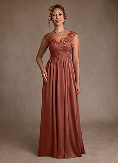 Azazie Amethyst Mère de la mariée Robes Robe Trapèze en Dentelle Auburn image4