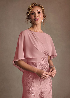 Azazie Amrita Kleider für die Brautmutter Meerjungfrau-Linie Spitze Chiffon Kleid Altrosa image5