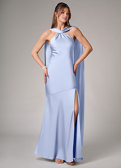 Azazie Kinsley Bridesmaid Dresses Ice Mermaid Side Slit Stretch Satin Dress image5