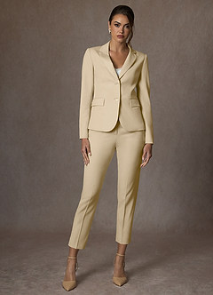 Whitney Champagne Structured Stretch Cropped Pants Suit