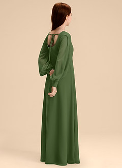 Azazie Bondi Junior Olive A-Line Blouson Chiffon Dress image6