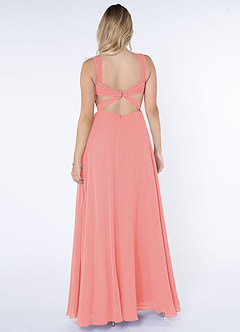 Azazie Nahrin Brudtärnklänningar Klänning av A-Line i Chiffong V-ringad plisserad Korall image2