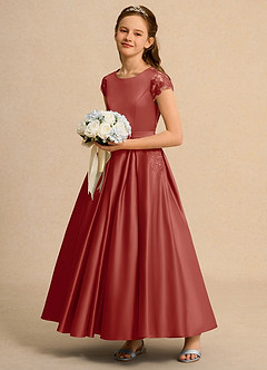 Azazie Bunny Junior Formal Robe Demoiselle D'honneur Fillette Robe Princesse en Dentelle Terracotta image6