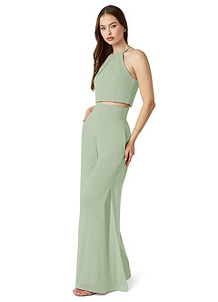 Azazie Kenzi Brautjungfernkleider Plissee Chiffon Overall/Jumpsuit Staubiger Salbeigrün image3