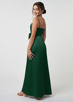Azazie Anina Junior Robe Trapèze en Satin extensible Arc Vert Foncé image5