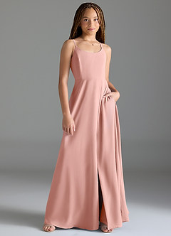 Azazie Moira Junior Rosette A-Line with Pockets Chiffon Dress image1