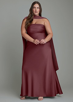 Azazie Saylor Vestidos de damas de honor Vestido Sangrado de Satén Elástico de Corte Sirena con Palabra de honor image15