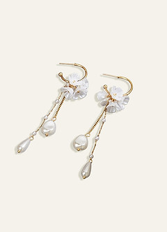 Fringed Flower Pearl Earrings