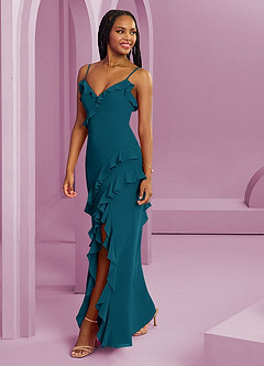 Barbie ♥ Azazie Bridesmaid Dresses Ink Blue Sheath Chiffon Dress image1