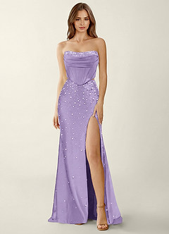 Esme Purple Two-piece Corset Stretch Satin Mermaid Prom Dress image3