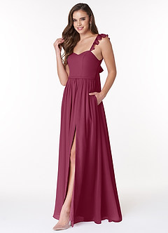 Azazie Metz Bridesmaid Dresses Mulberry A-Line Sweetheart Ruched Chiffon Dress image4