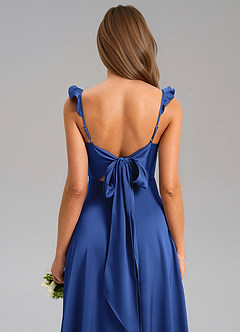 Azazie Everett Bridesmaid Dresses Royal Blue A-Line Stretch Satin Dress image7