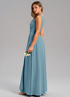 Azazie Phaedra Brautjungfernkleider A-Linie One-Shoulder Chiffon Kleid Stimmungsvolles Blau image6