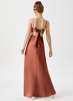 Azazie Shale Junior Clay A-Line Stretch Satin Dress image4