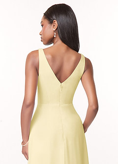 Azazie Nala Bridesmaid Dresses Lemon Sorbet A-Line Pleated Chiffon Dress image5