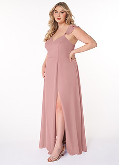 Azazie Everett Bridesmaid Dresses Dusty Rose A-Line V-neck Ruched Chiffon Dress image8