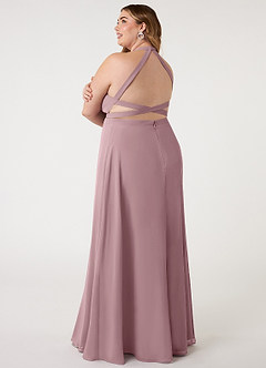 Azazie Clarice Brautjungfernkleider A-Linie Halter Chiffon Kleider Altrosa image12