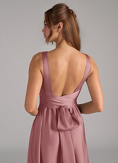 Azazie Kora Bridesmaid Dresses Dusty Rose A-Line Pleated Stretch Satin Dress image2