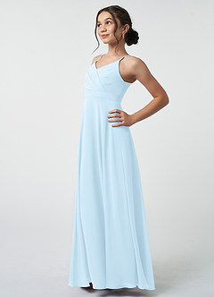 Azazie Avelina Junior Sky Blue A-Line Pleated Chiffon Dress image4