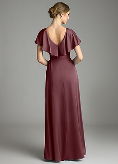 Azazie Lainey Bridesmaid Dresses Sangria A-Line with Pockets Stretch Satin Dress image7