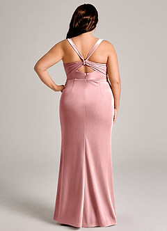 Azazie Mero Bridesmaid Dresses Dusty Rose Mermaid Pleated Velvet Dress image13