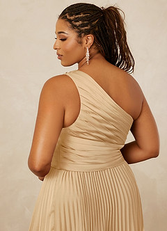 Christian Siriano Bridal for Azazie 1008 Bridesmaid Dresses Gold A-Line One Shoulder Stretch Satin Dress image15