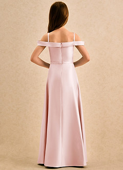 Azazie Jupie Girls Formal vestidos de niña de las flores Vestido de Rosa Rubor de Satin Mate de Corte en A con Plisado image6