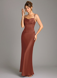 Azazie Reverie Brautjungfernkleider Meerjungfrau-Linie Korsett Stretch-Satin Kleid Rotbraun image1