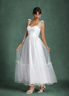 Azazie Angelica Wedding Dresses Diamond White A-Line Sweetheart Neckline Tulle Dress image5