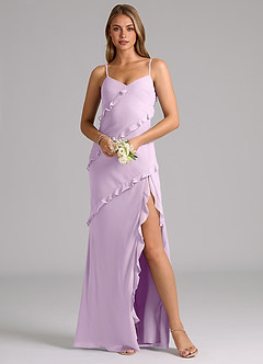 Azazie Nancie Bridesmaid Dresses Frosted Lilac Mermaid Ruched Chiffon Dress image8