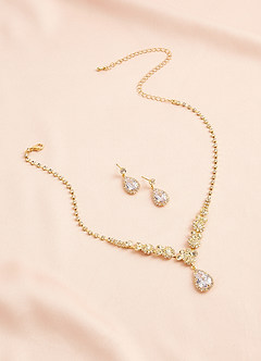 front Zirconia Teardrop Jewelry Set