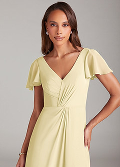 Azazie Soren Bridesmaid Dresses Lemon Sorbet A-Line Ruched Chiffon Dress image6