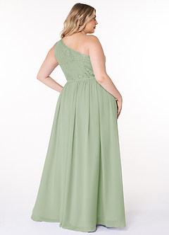 Azazie Demi Bridesmaid Dresses Dusty Sage A-Line One Shoulder Chiffon Dress image14
