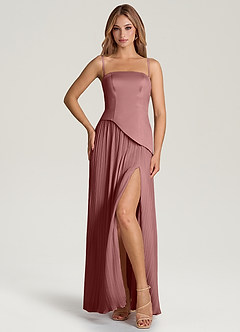 Azazie Tierney Abiti da Damigella Abito Convertibile A-Line in Chiffon Senza Cinturino Rosa Del Deserto image3