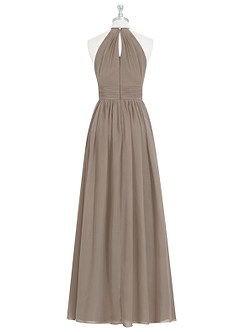 Azazie Cherish Bridesmaid Dresses Taupe A-Line Pleated Chiffon Dress image7