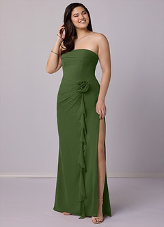 Barbie ♥ Azazie Bridesmaid Dresses Olive Sheath Strapless Chiffon Convertible Dress image7